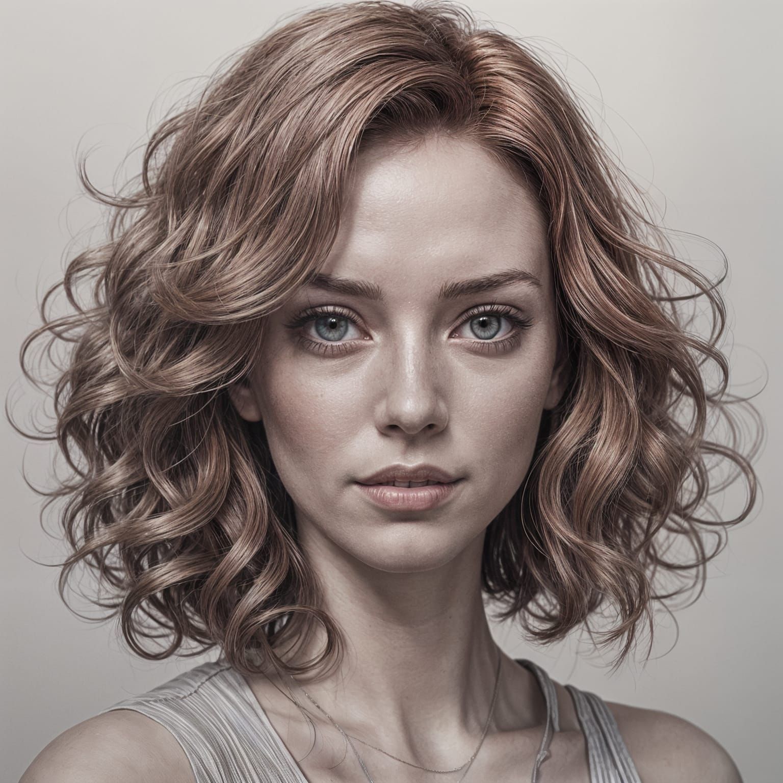 Pencil Sketch of a Girl with Fiery Red Hair