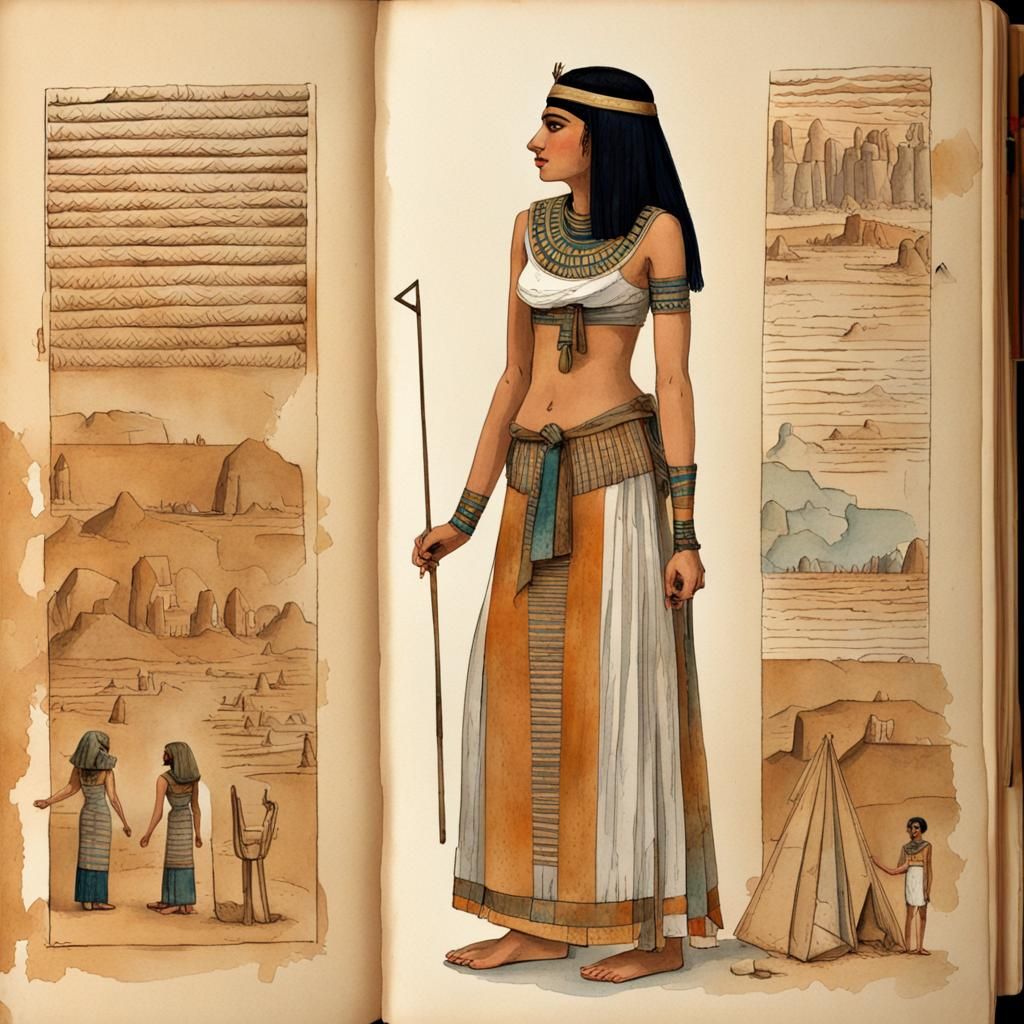 Ancient Egypt Journal Page with Woman and Jar