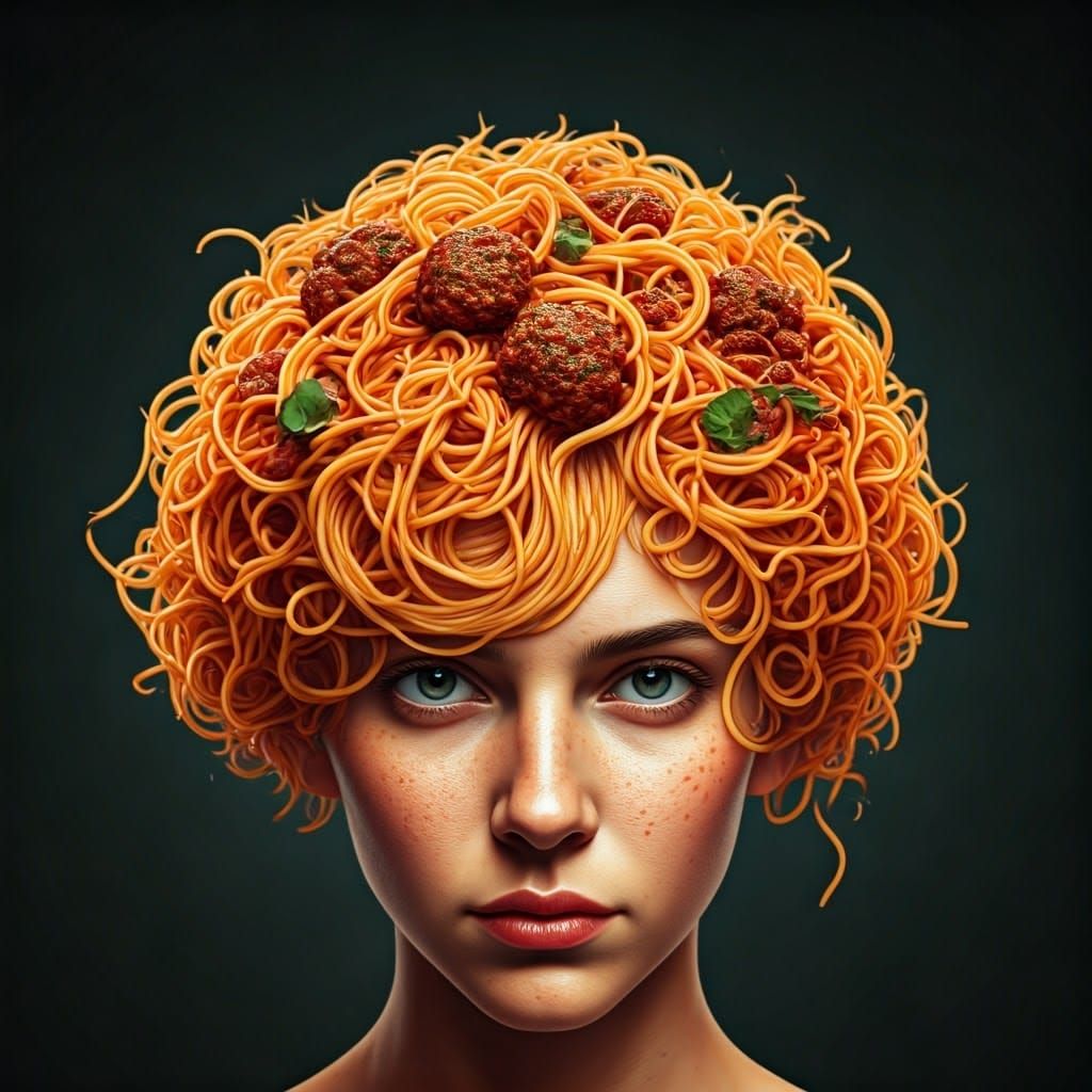 Person with Spaghetti Hair and Meatball Locks
