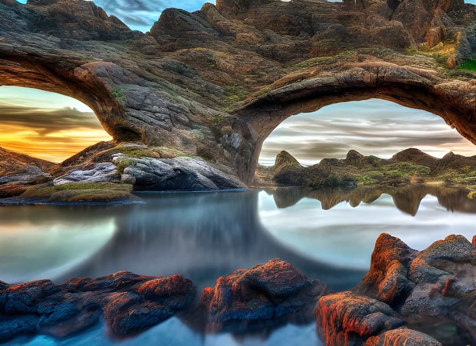 Mountains Reflected in Lagoon: 8k Resolution