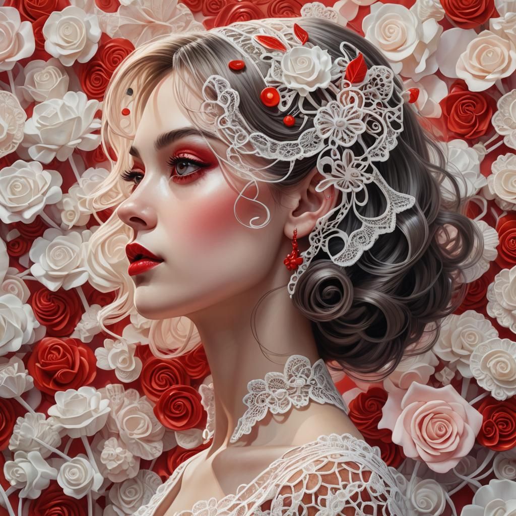 Surreal Woman in Profile, Candy Art Style