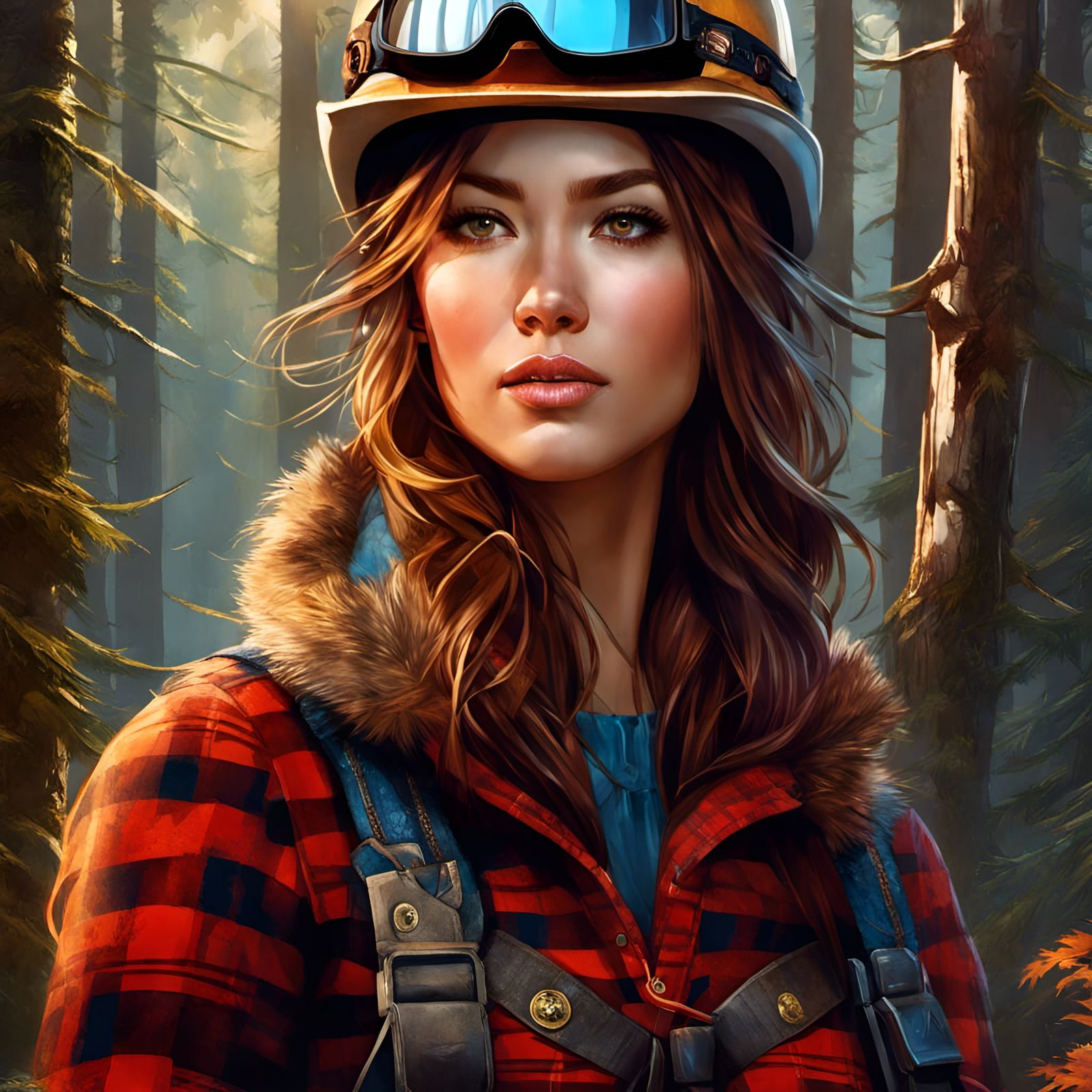 Female Lumberjack Portrait in Illustrative Style