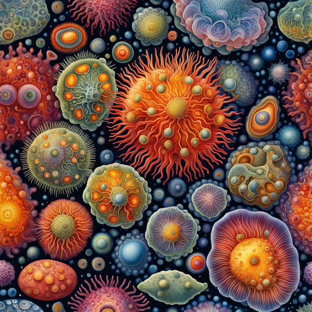 Amoeba Proteus in Bright Watercolour Style