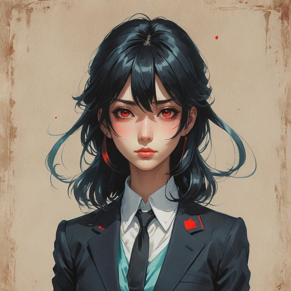 Anime Girl Portrait in Neo-Expressionist Style