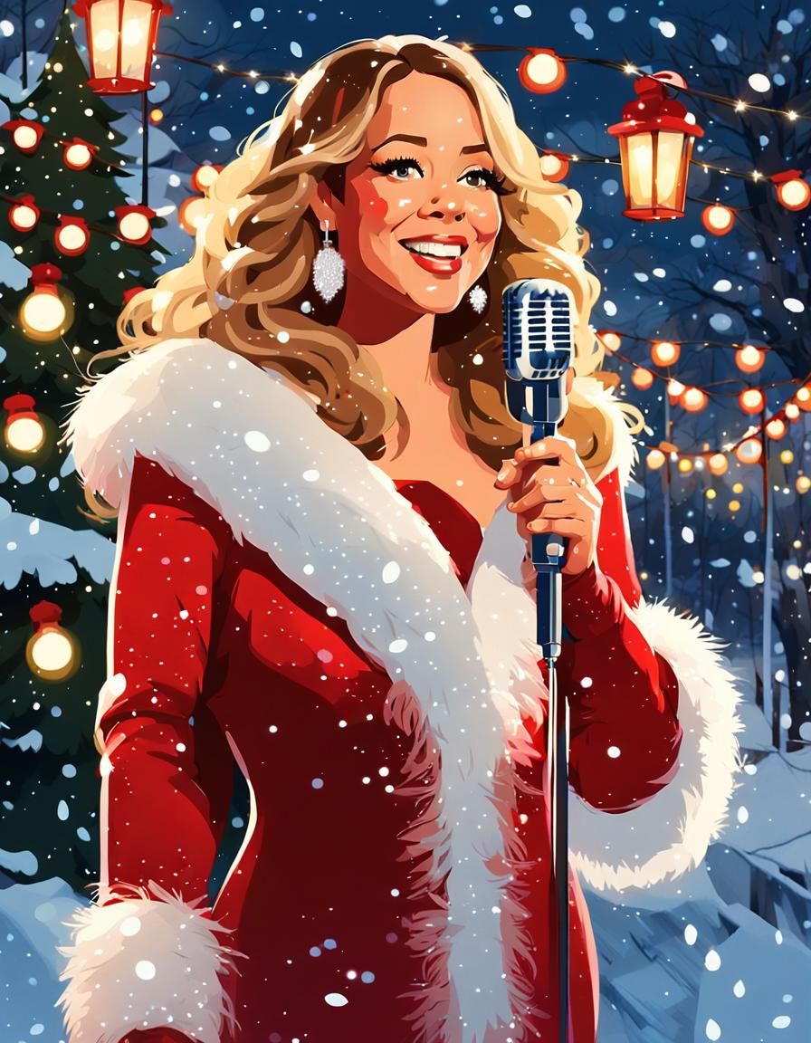 Mariah Carey Captures Holiday Spirit in Digital Painting