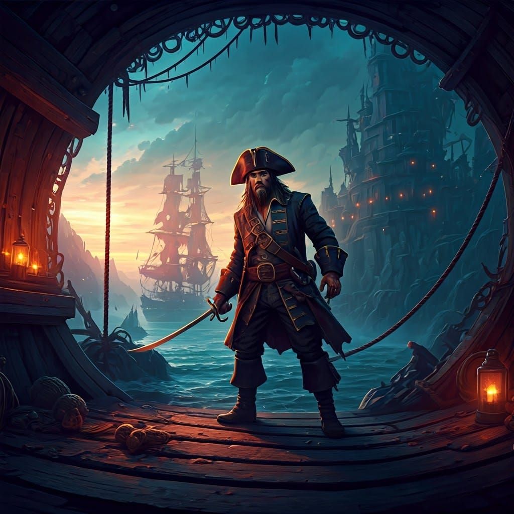 Cinematic Pirate Scene in Rich Colors