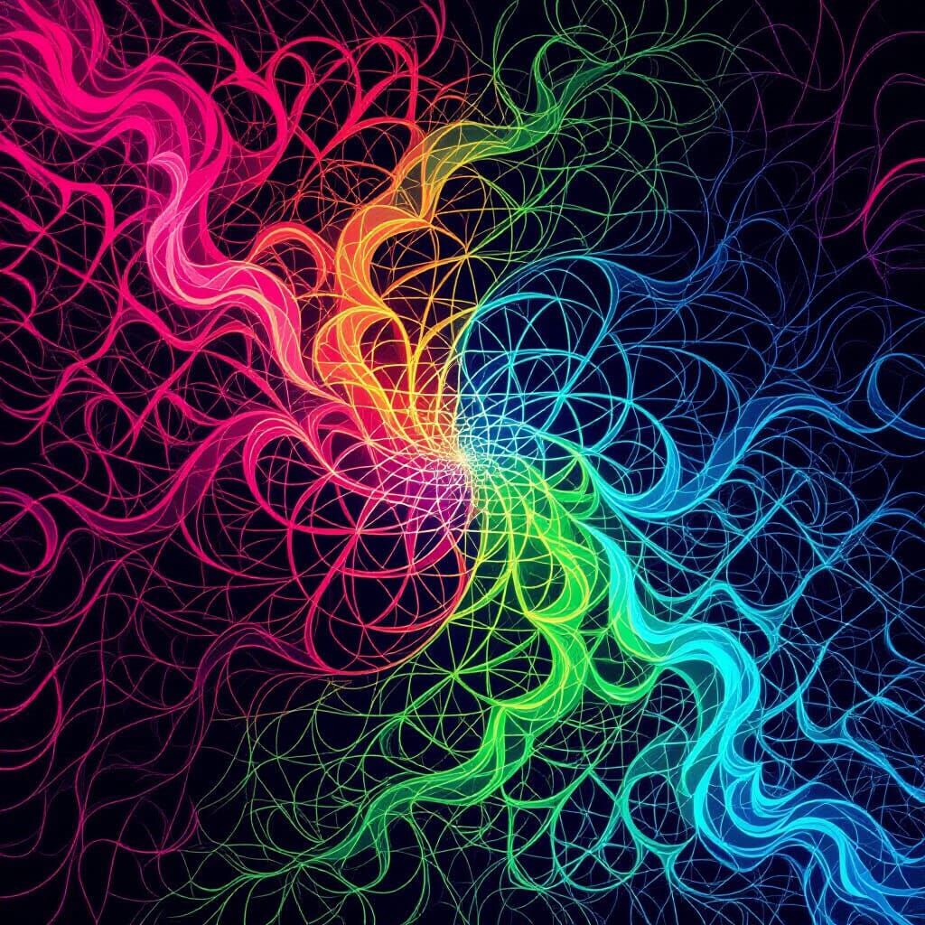 Chaotic Energy Swirling in Neon Hues