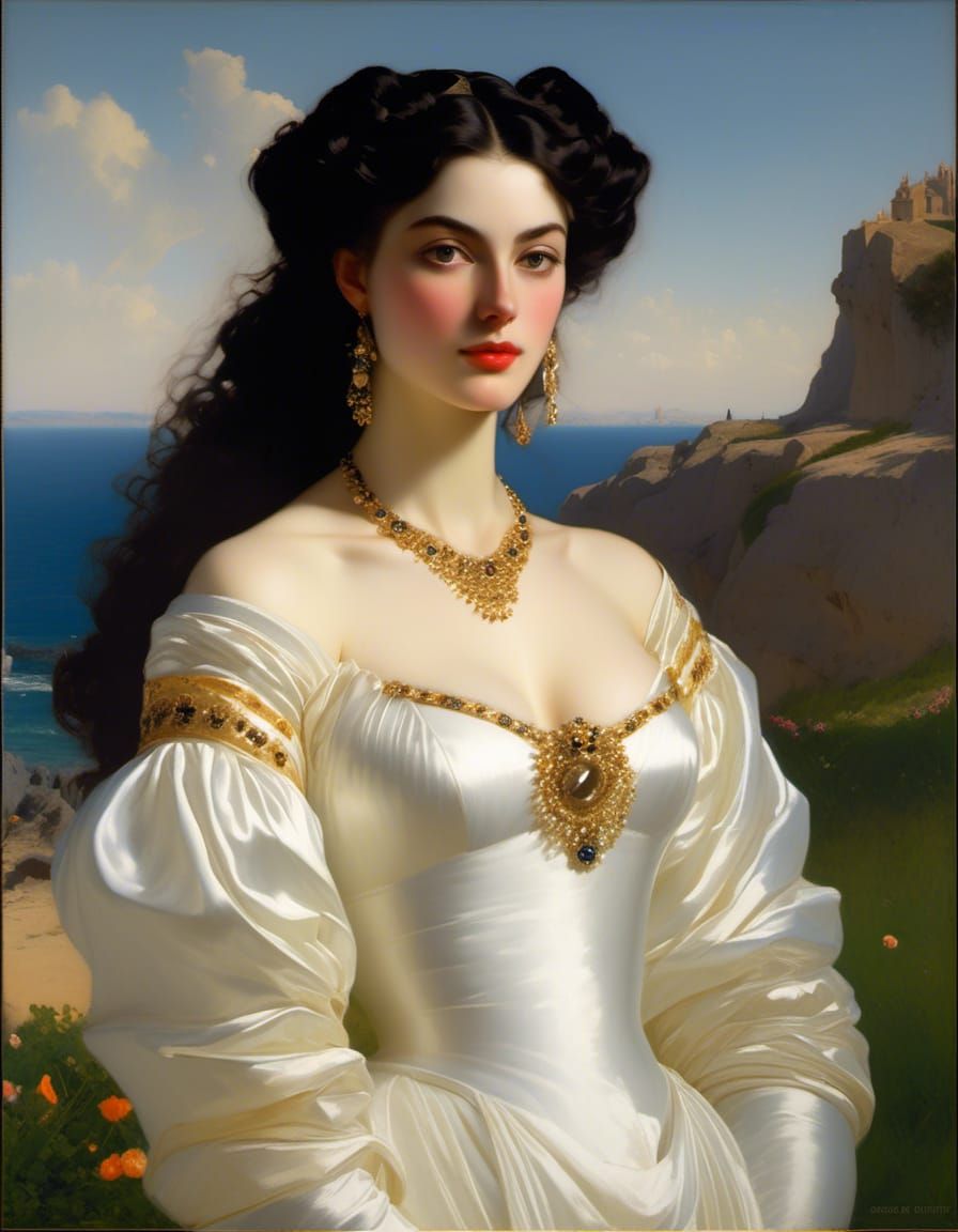 Pale Woman with Oily Hair as Oil Painting