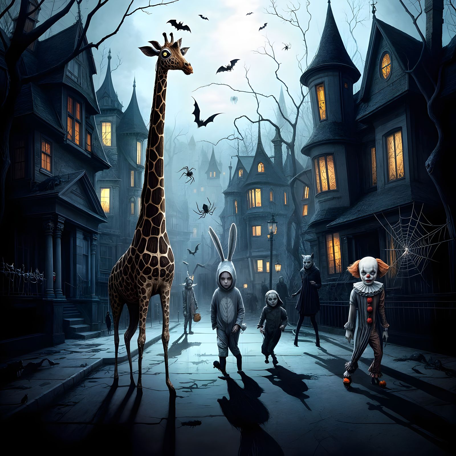 Macabre Street Scene in Burtonesque Style