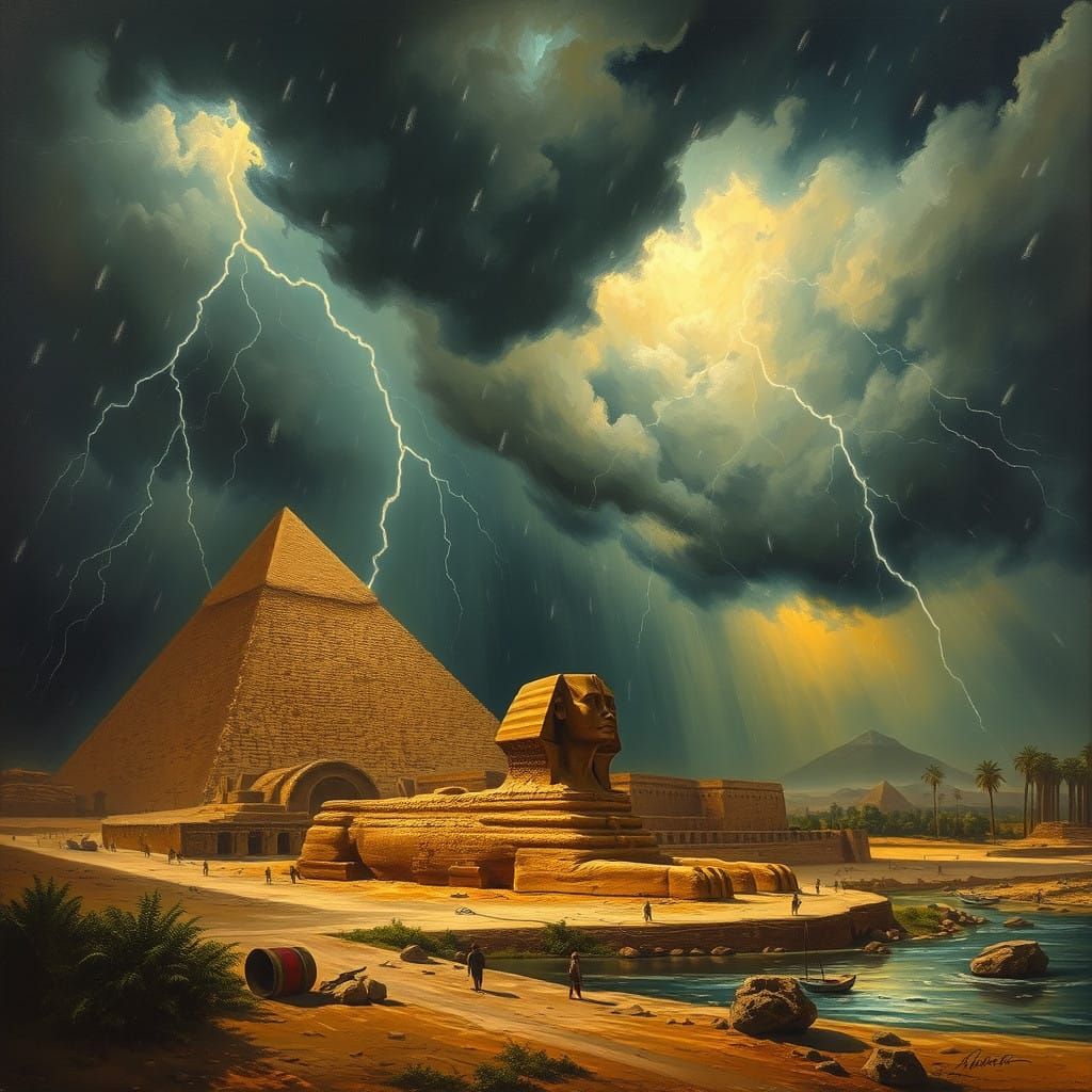 Turbulent Egyptian Storm Illuminates Ancient Wonders in Chia...