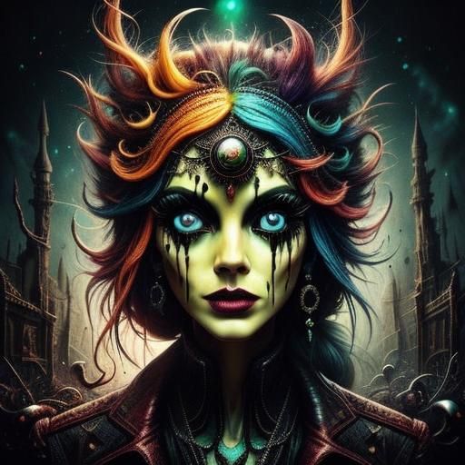 Neon Horror Theme Park in Whimsical Style