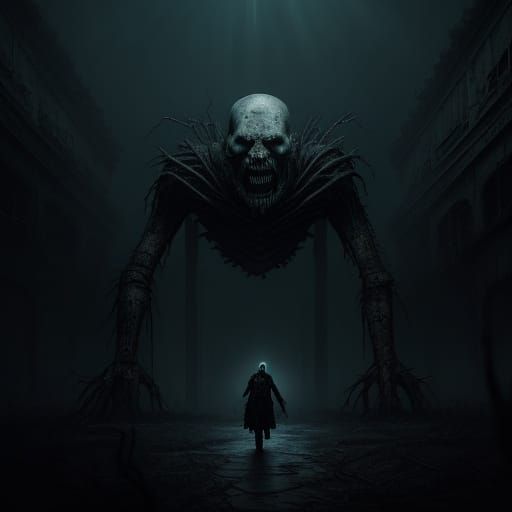 Eerie Abandoned Brutalism Structure in Haunting Chiaroscuro