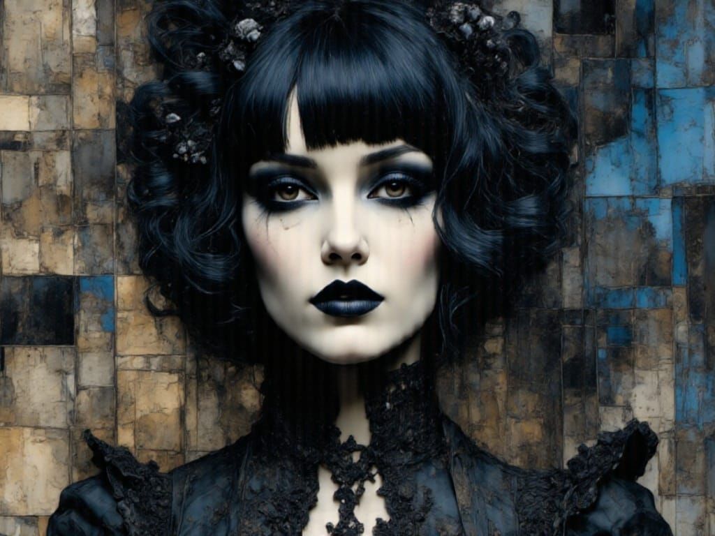 Mid-Century Pop Art Woman with Dark Pisces Symbolism