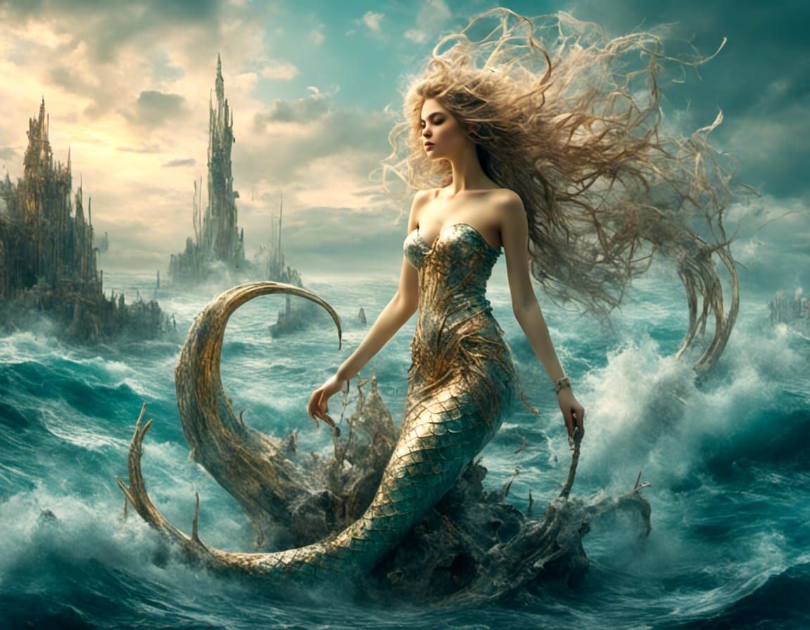 High Fantasy Mermaid with Visible Tail