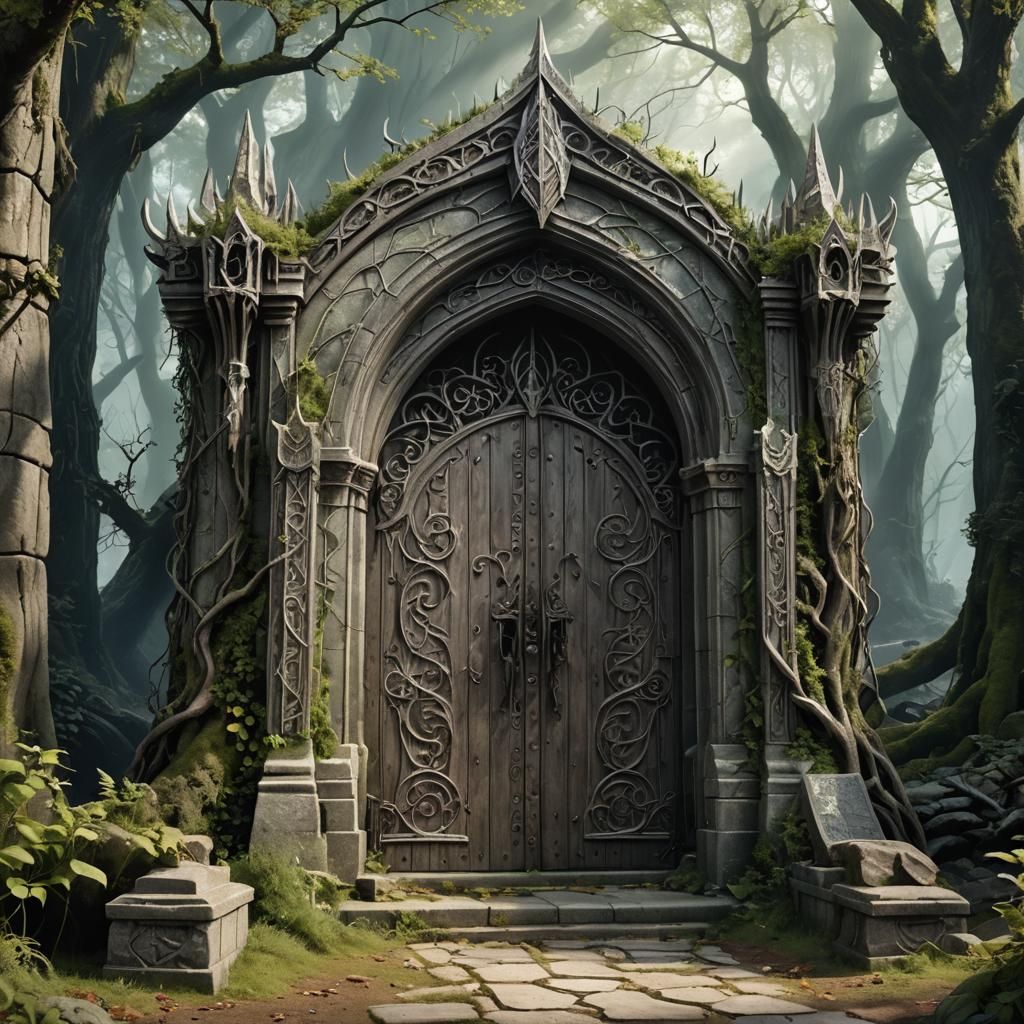 Elvish Fantasy Temple Entrance: Death and Pestilence