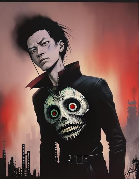 Disturbing Analog Horror Scene in Cyberpunk Style