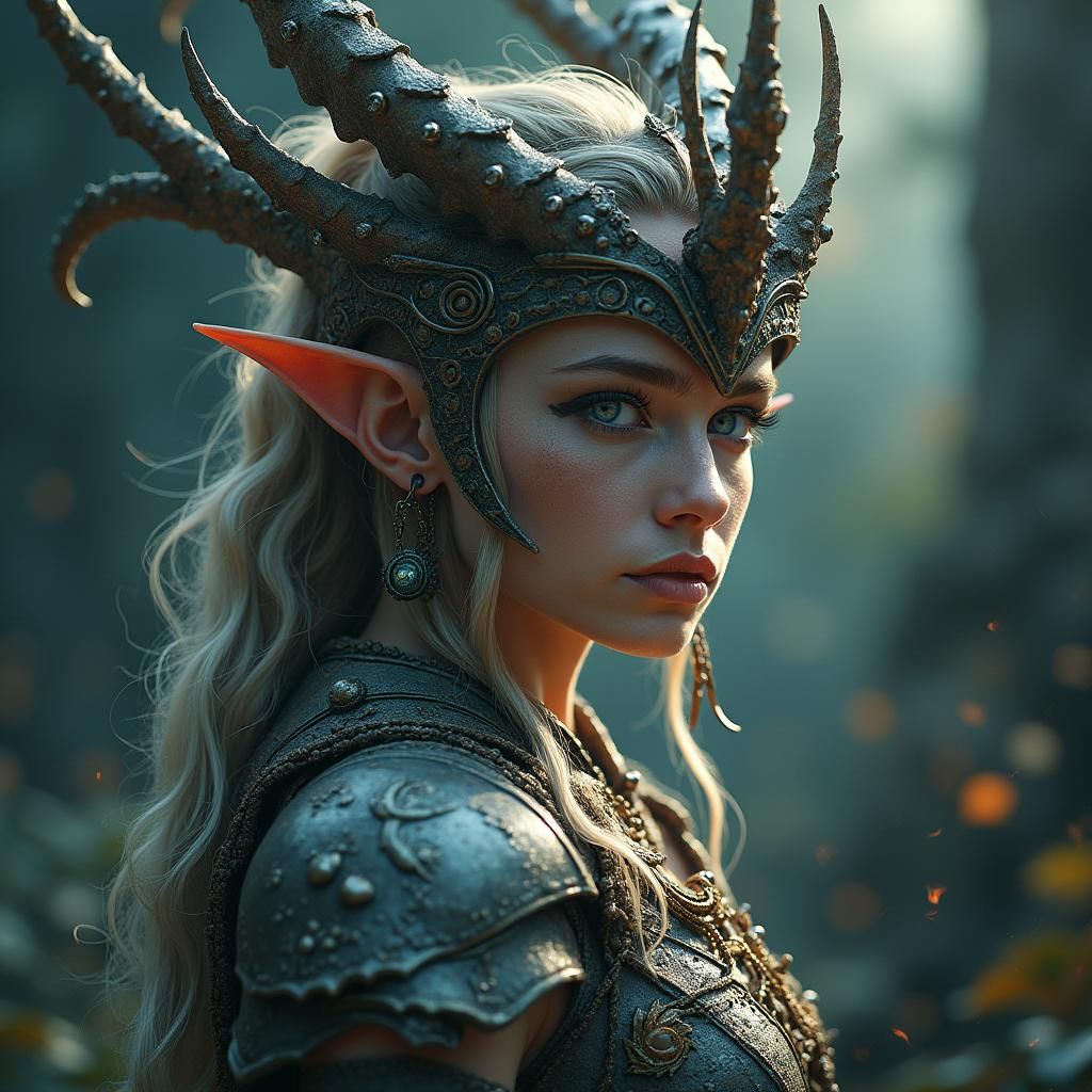 Elden Ring Elf Warrior Portrait with Earth Backdrop