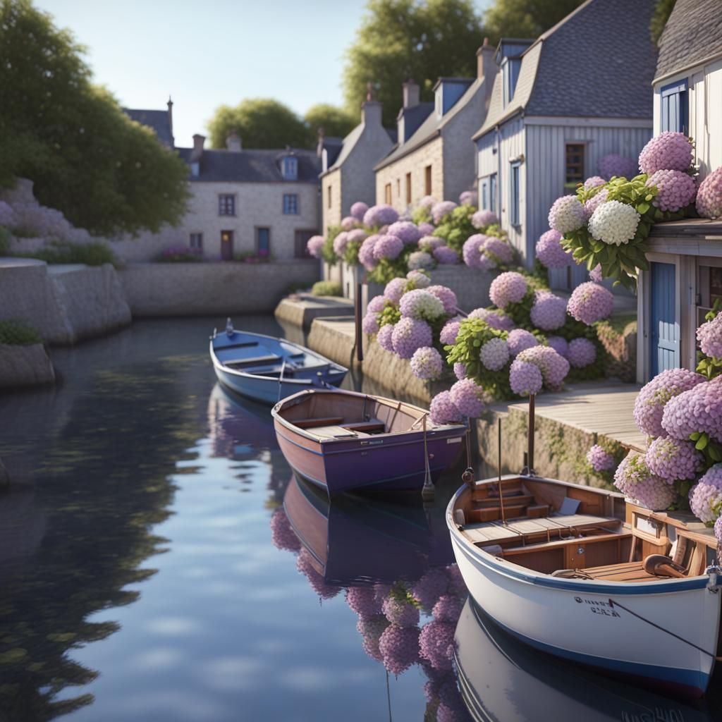 Charming Brittany Fishing Port in Cinematic Style