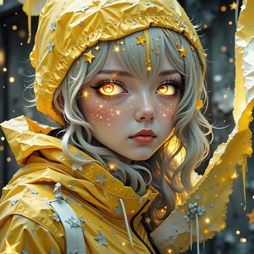 Alluring Metallic Figure in Yellow Hues