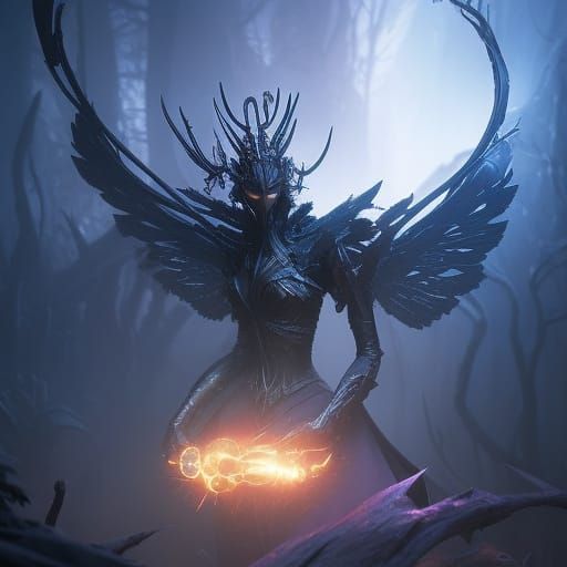 Skeletal Winged Fairy in Hollow Knight Style