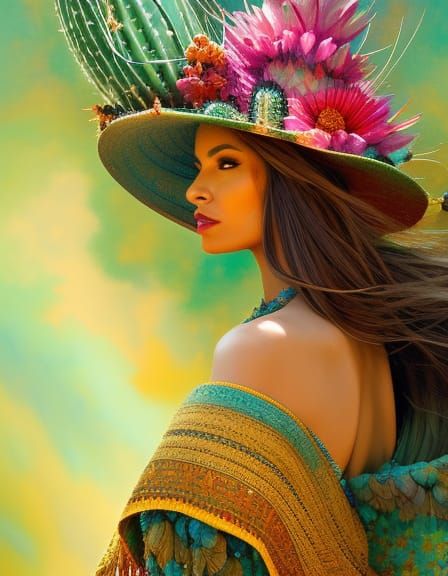 Cactus Woman in Desert: Fantasycore Art