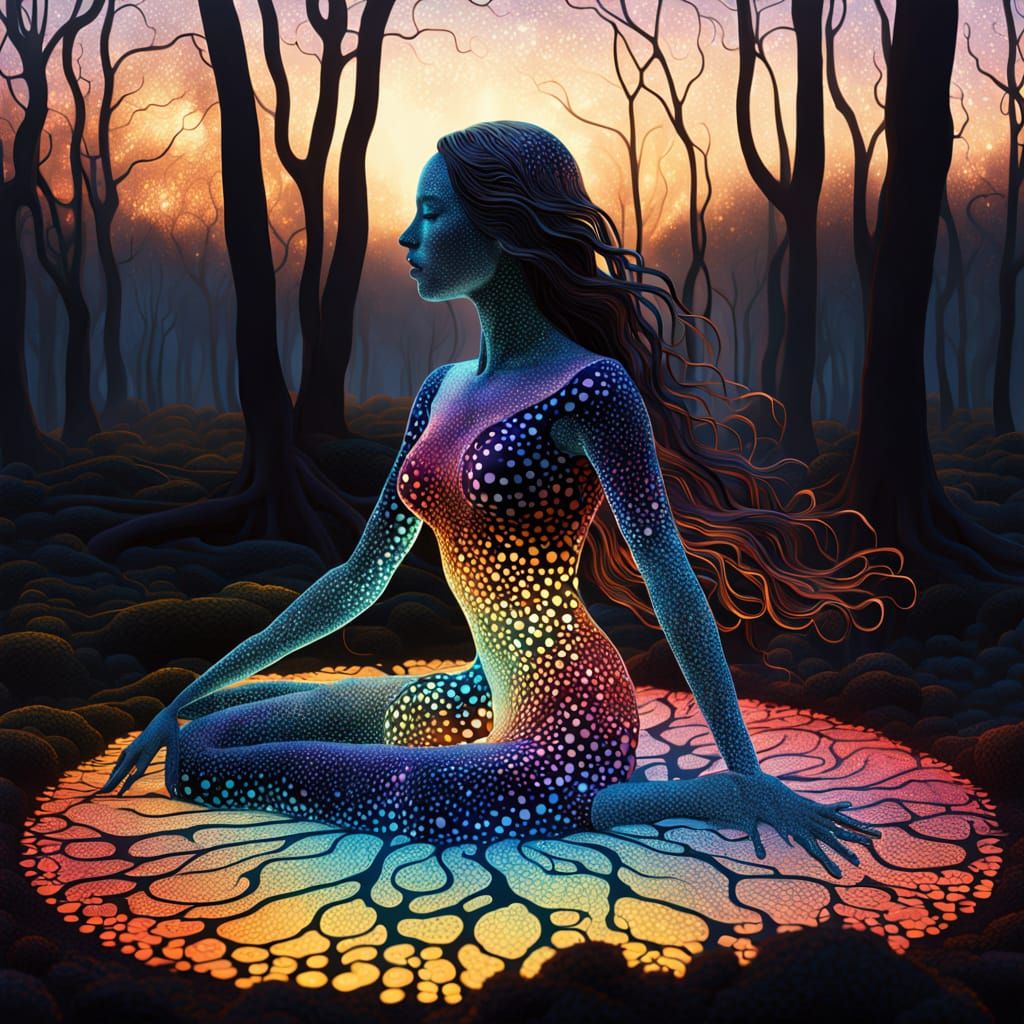 Surreal Fragmented Sculpture in Iridescent Bio Art Style