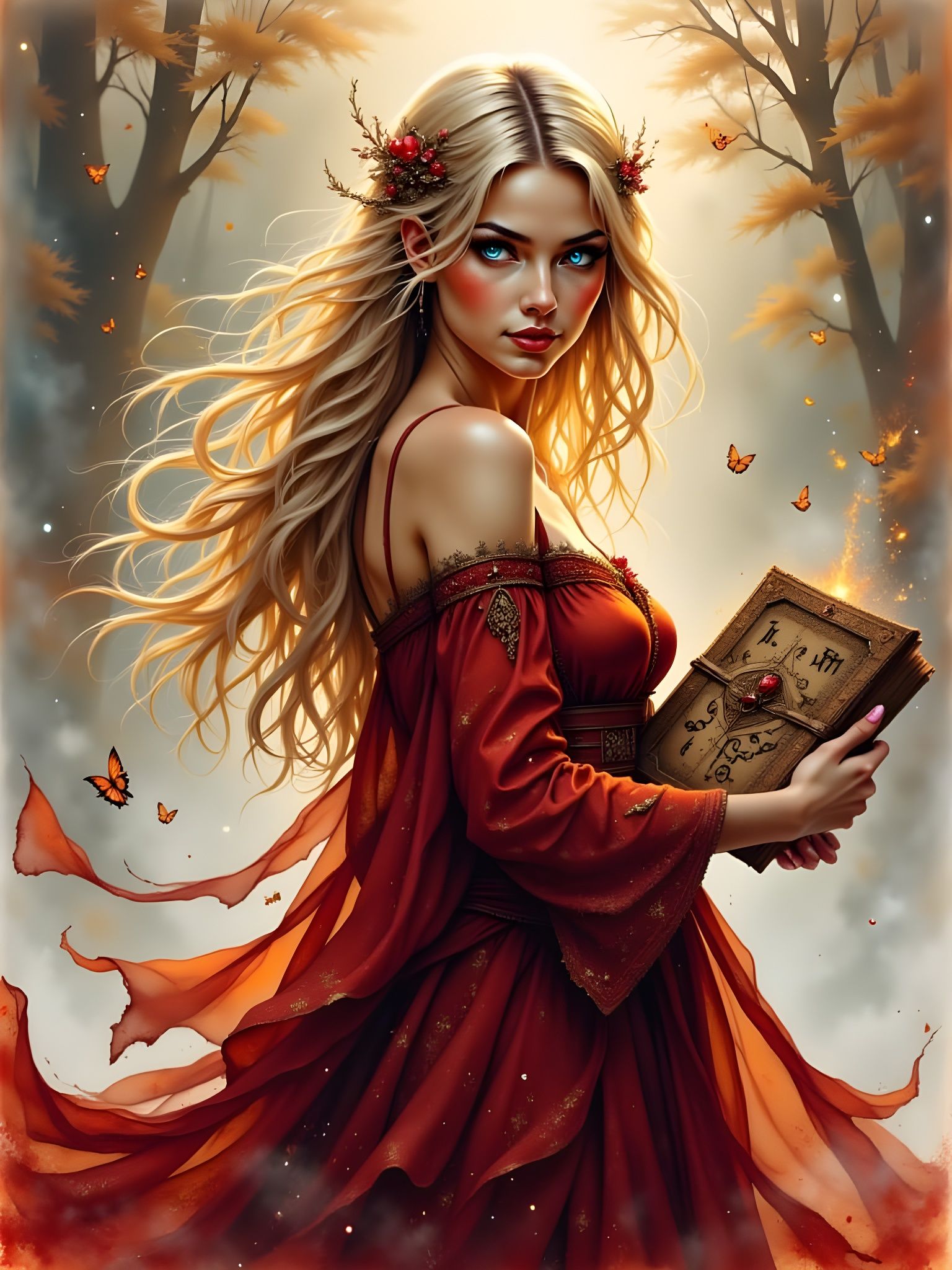 Norse Goddess of Storytelling in Dark Watercolor