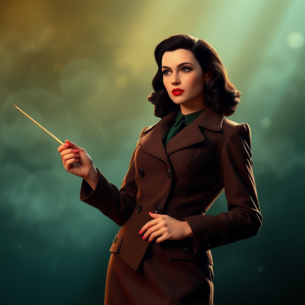Confident Woman Conductor in Dreamlike Setting
