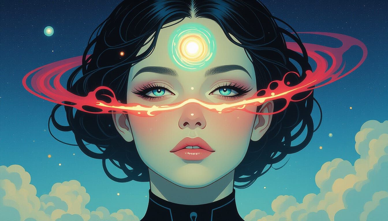 Nebula Goddess in Retro Sci-Fi Style