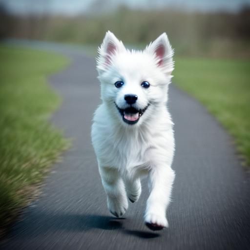 Cute White Spitz Running in Unreal Engine