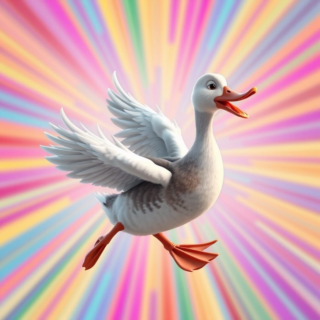 Duck in Flight: 3D Digital Art