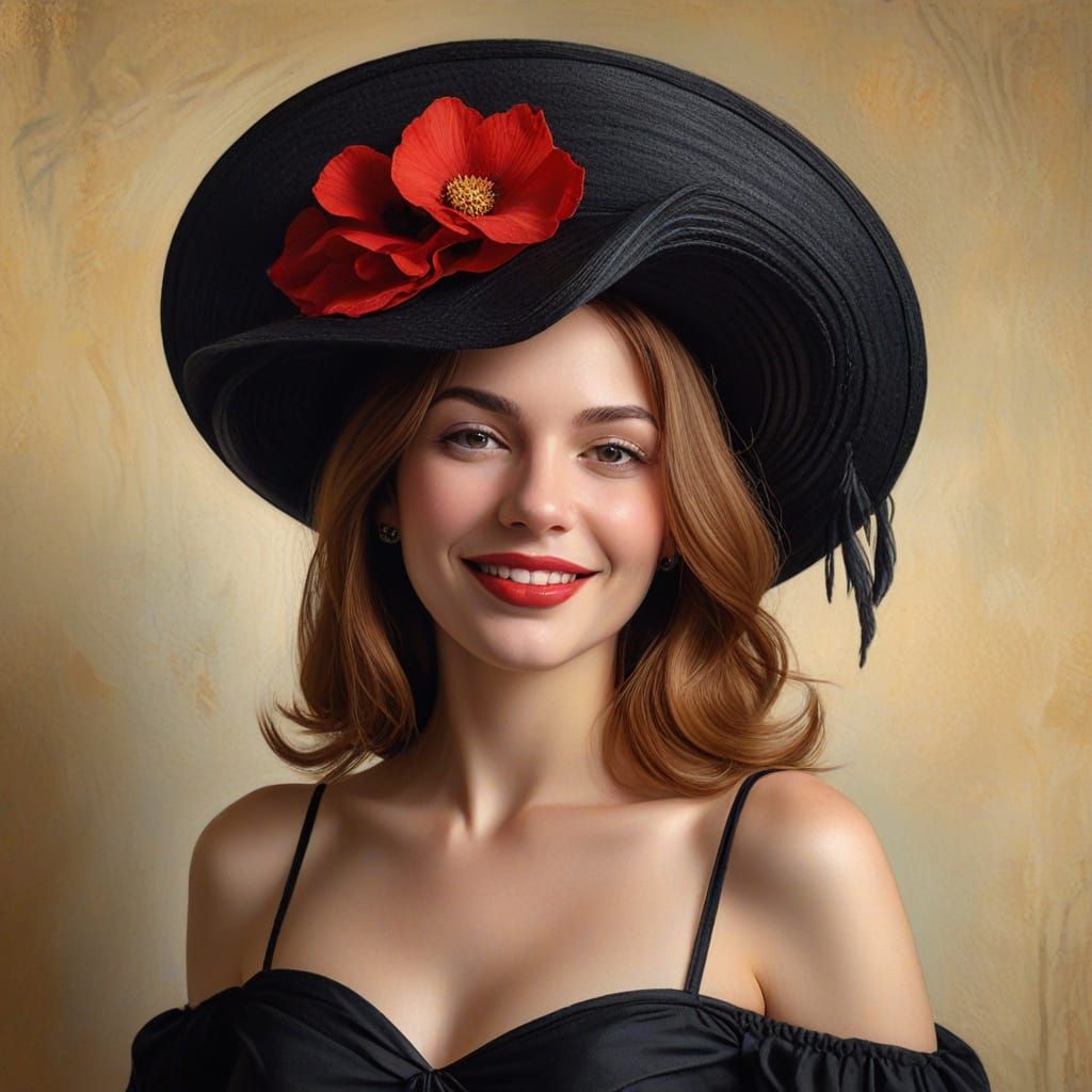 Elegant Lady in Art Nouveau Oil Painting Style
