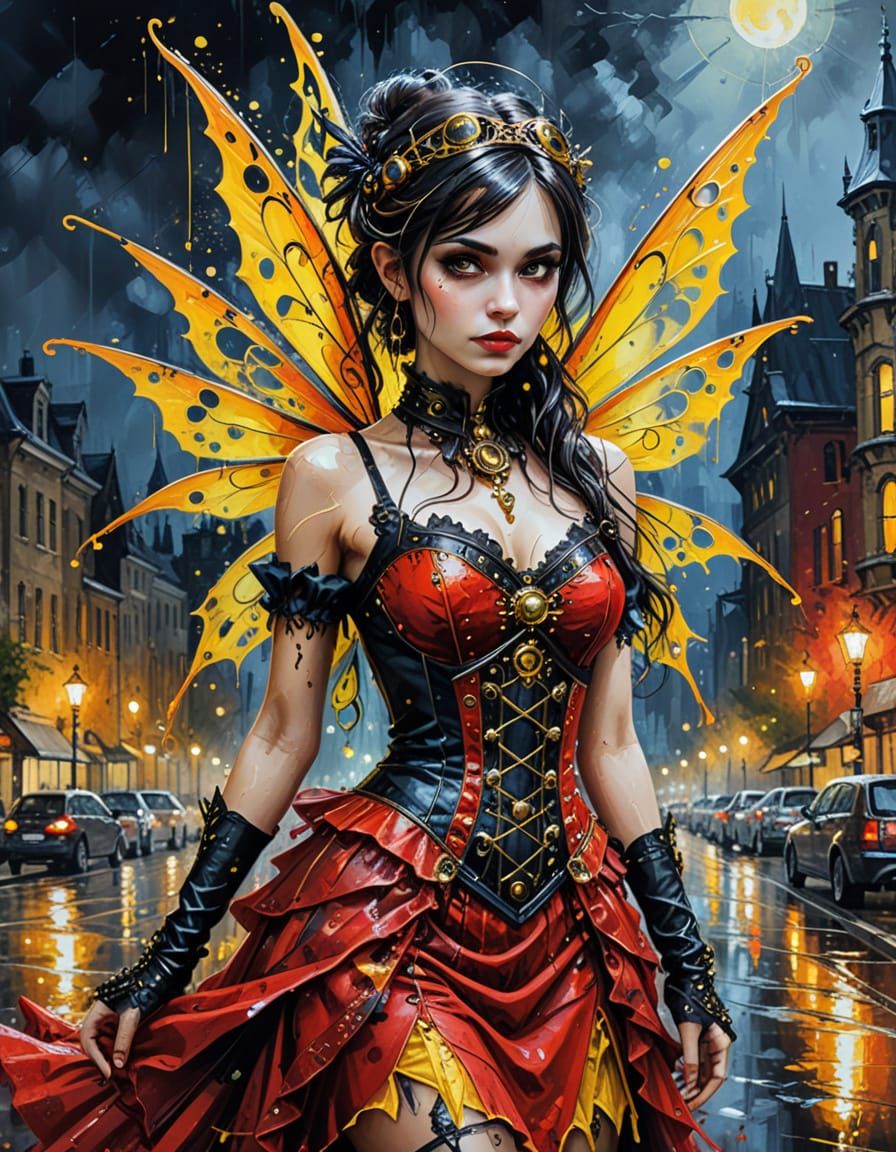 Steampunk Gothic Fairy in Oil on Canvas