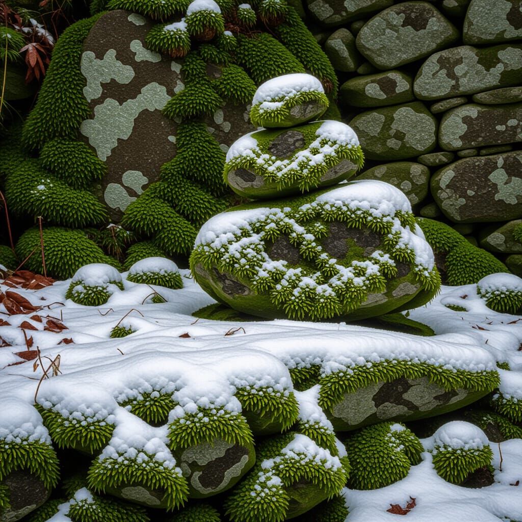 Snowy Green Stone Landscape