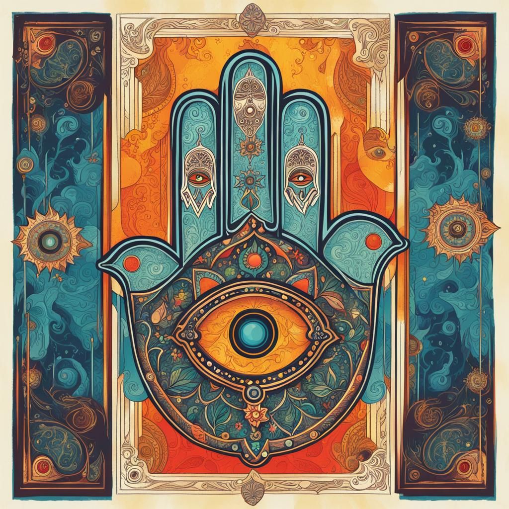 Hamsa Symbol Tarot Card in Abstract Art