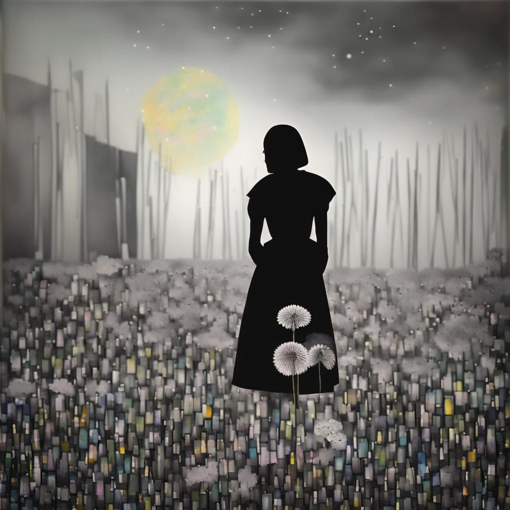 Surreal Dandelion Queen in Vibrant Dreamscape, Inspired by P...