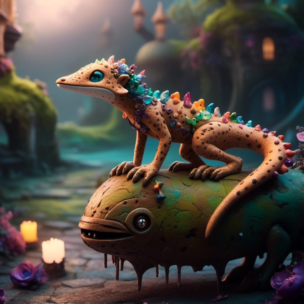 Goth Gecko with Long Hair