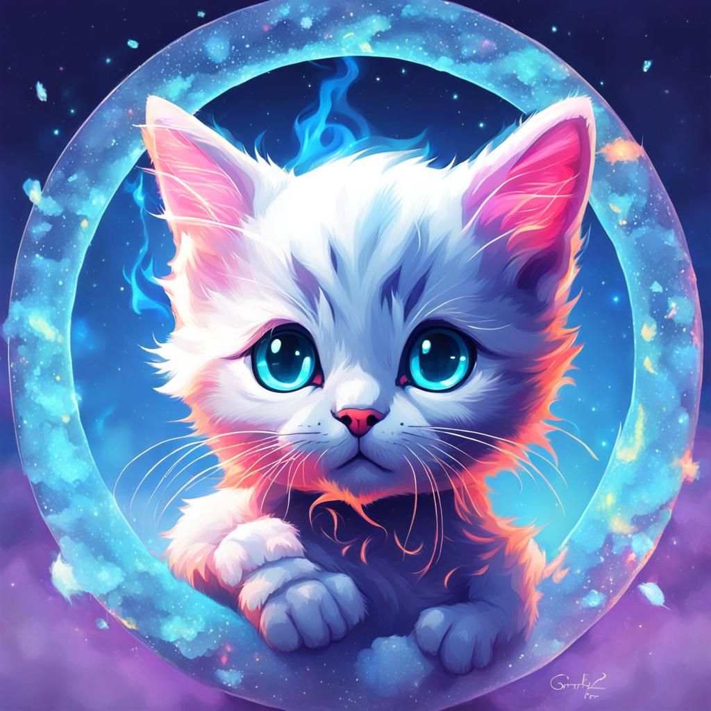 Fiery Kitten: A Surreal Image of a Kitten Ablaze