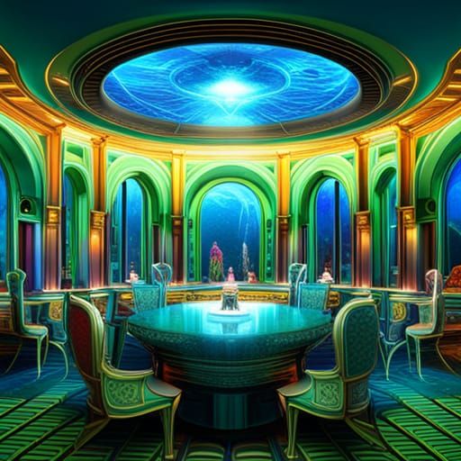 Psychedelic Alien Prayer Room in Liquidmetal Fluorescent Sty...