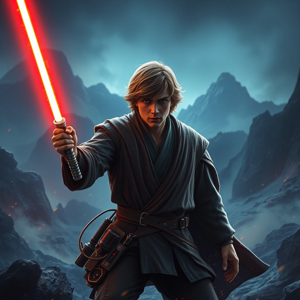 Luke Skywalker: Detailed Matte Painting in Fantasy Style