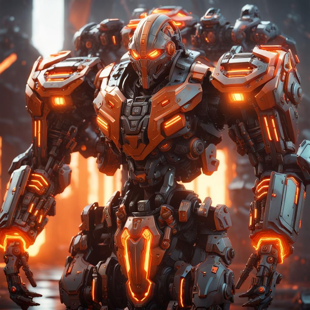 Epic Sci-Fi Forge Cleric with Glowing Highlights