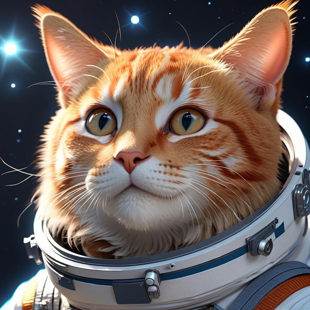 Tabby Cat Astronaut in Anime Fantasy Style