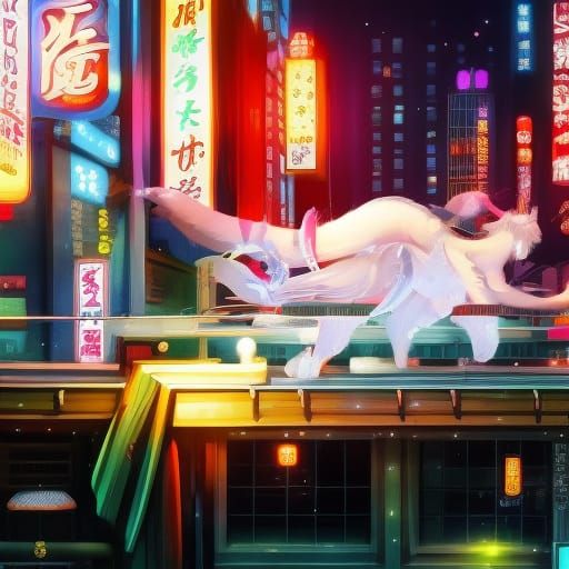 White Cat in Tokyo Nightclub: Anime Key Visual