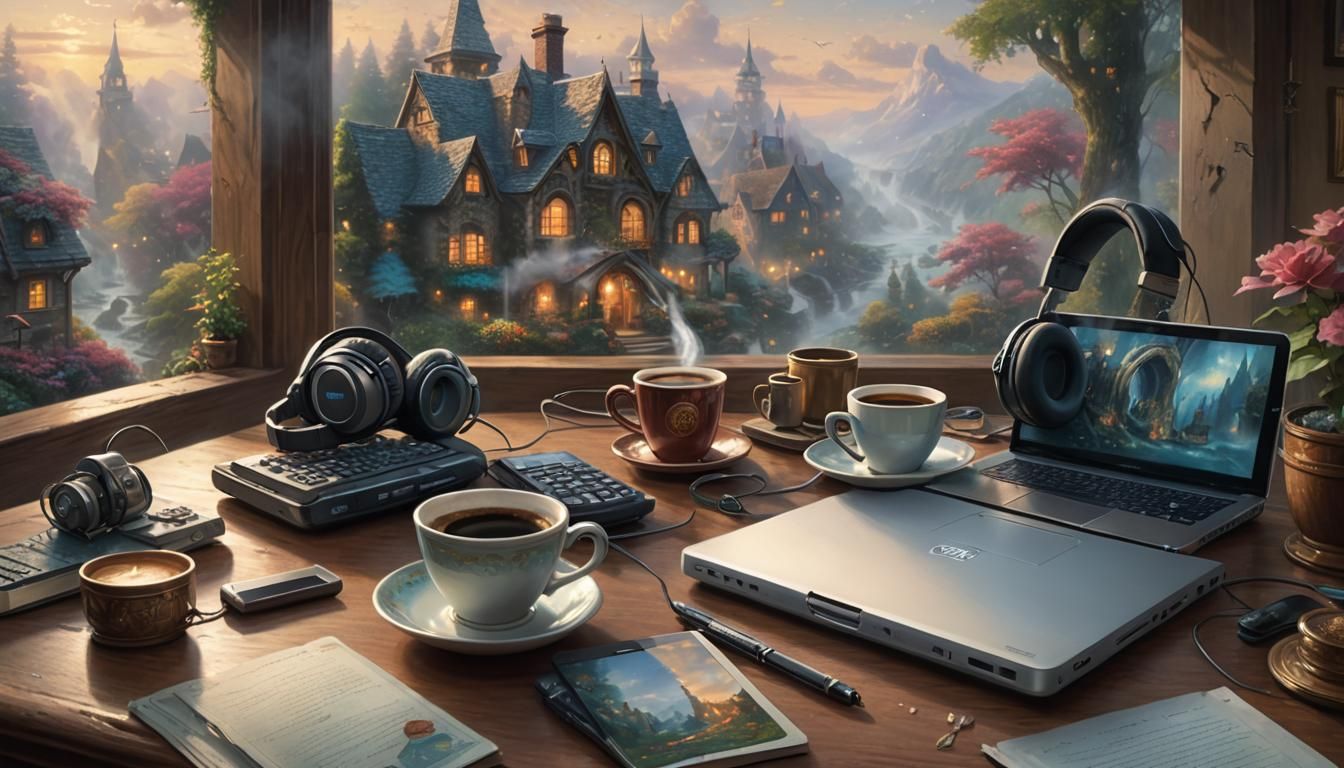 Hyperdetailed Tech Desk in Ethereal Style