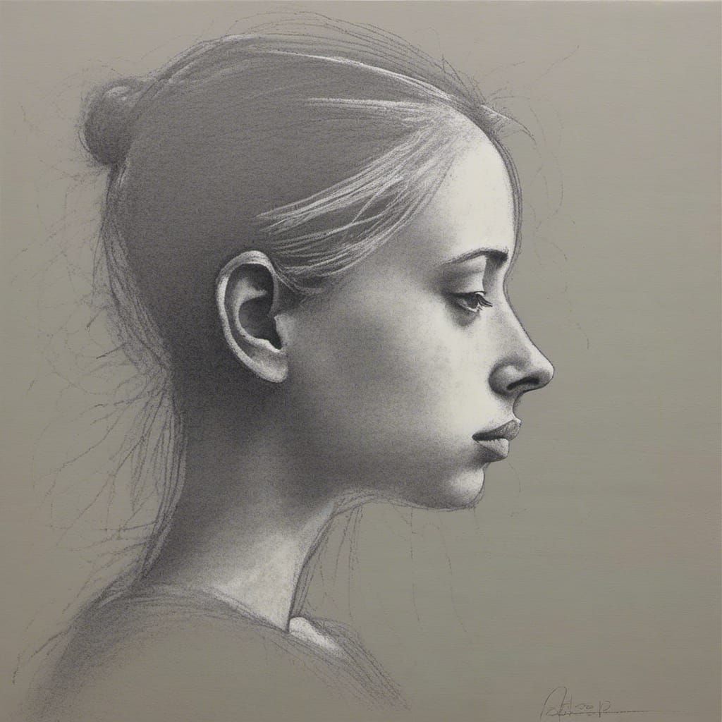 Minimalist Pencil Sketch of a Girl Reading