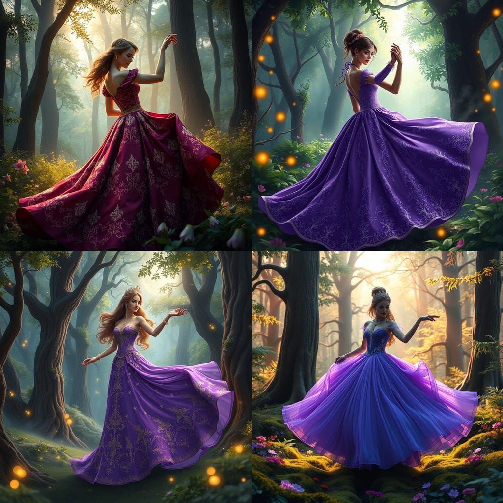 Princess in Enchanted Forest, a Vibrant Fantasy Scene