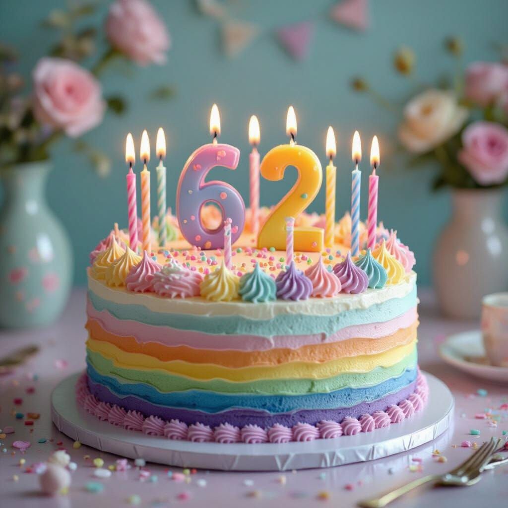 Rainbow Cake for Sheila's 62nd Birthday Celebration