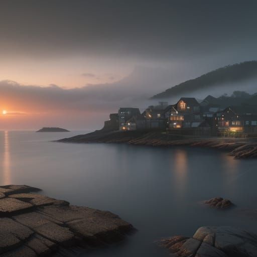 Dramatic Harbor at Dawn: A Digital Matte Painting