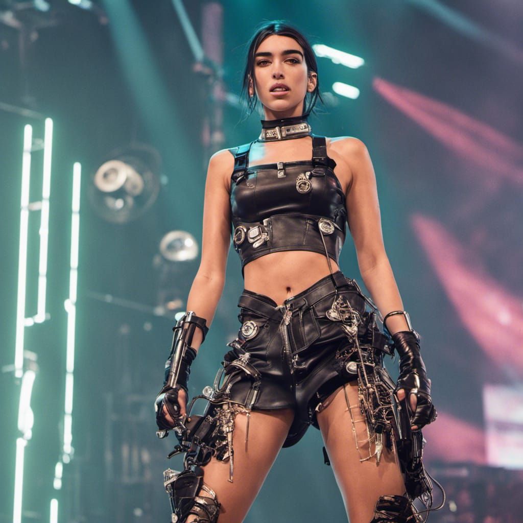 Dua Lipa in Cyberpunk Steampunk Fusion