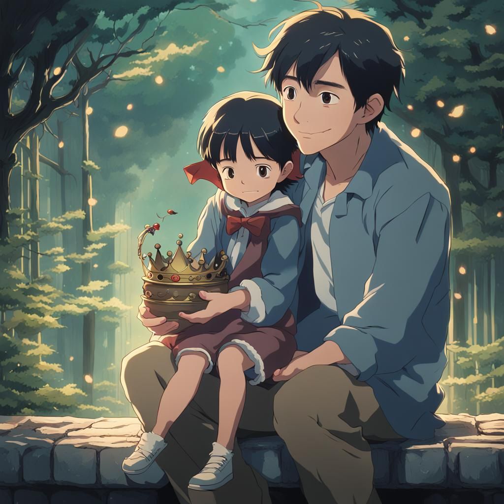 King and Vampire Girl in Anime Style